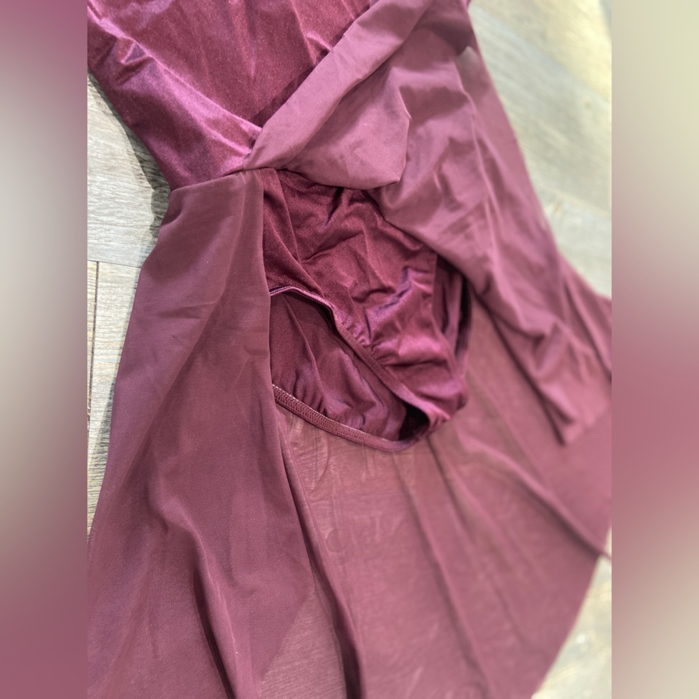 Weissman 14663 Dance Costume A Million Dreams Burgundy Ballet W/ Hair Piece XLC - Picture 7 of 11